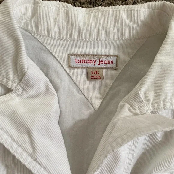 Tommy Jeans White Women's Corduroy Jacket - Size Large - Picture 2 of 4